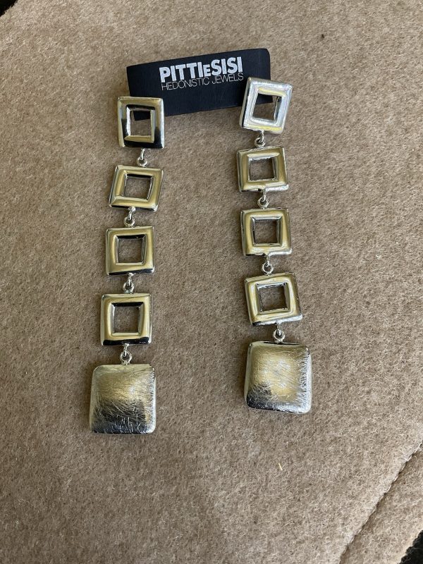 PITTI e SISI Orecchini Lunghi in argento lucido E Satinato Rettangolo OR 9495B-5
