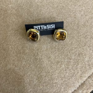 PITTI e SISI Orecchini Quadrati in argento Dorato lucido Quarzo Ambra OR 7497G