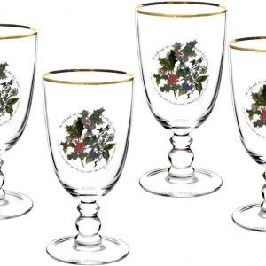Portmeirion Holly and the Ivy Set 4 calici in vetro natale