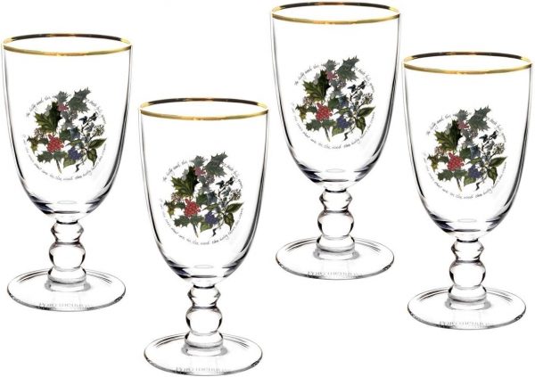 Portmeirion Holly and the Ivy Set 4 calici in vetro natale