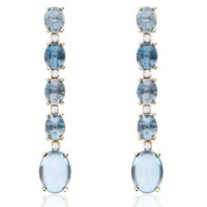 Nanis Orecchini Dancing in The rain AZURE Oro 18kt, diamanti e Topazio blu london OS34-597