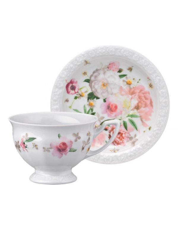 Rosenthal Maria Pink Rose Set 6 tazzine caffè con piattino porcellana
