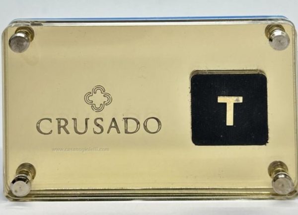 Crusado Ciondolo Blister Lettera T Oro Giallo 18kt E Diamante con astuccio