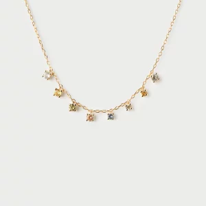 PDPAOLA Collana Rainbow Salsa pietre pendenti multicolor Argento 925