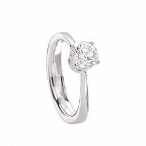 Giorgio Visconti Anello solitario tiffany con diamante naturale e diamanti sul castone oro bianco 18kt AB16610G