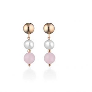 LELUNE GLAMOUR Violetta Orecchini in argento, perle d'acqua dolce e giada rosa