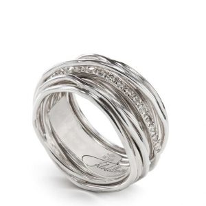 Rubinia Gioielli Anello Filodellavita Classic 13 fili in Argento 925 e 16 Diamanti bianchi