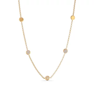 Sogni Collana elementi in argento dorato satinato con zirconi bianchi