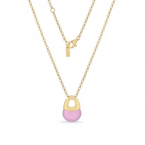 Sogni Collana in argento dorato con quarzo rosa pendente