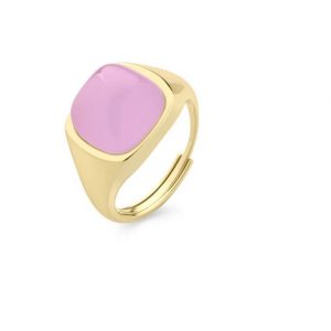 Sogni Anello in argento dorato con quarzo quadrato con quarzo rosa