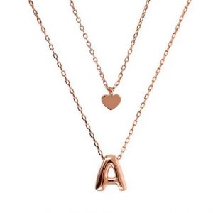 Bronzallure Bronzallure Collana Multifilo Catena con Ciondolo Cuore e Pendente lettera A