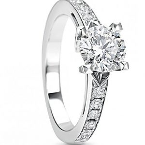 Giorgio Visconti Anello solitario con diamante naturale e diamanti mezza veretta oro bianco 18kt AB16968C