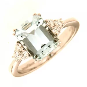 Giorgio Visconti Anello Acquamarina con diamanti naturali oro bianco 18kt AB11349