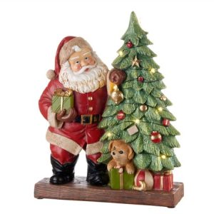 L’Oca Nera Happy santa, babbo natale con albero e led, 22,5x8,5x30h cm