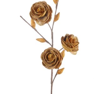 L'Oca Nera Preziosi petali senape fiore foglie ramo natale XM832.10