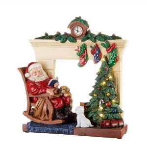 L’Oca Nera Happy santa, babbo natale con camino e led, 27 × 9 × 29 h cm