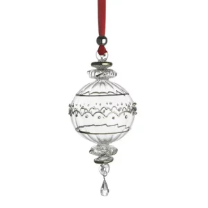 Dogale Palla Natale diam. 8,00 cm in cristallo decorata con argento 925 sfera .6