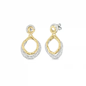 Sogni Orecchini doppio cerchio in argento dorato con zirconi bianchi