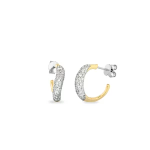 Sogni Orecchini cerchietto in argento dorato con zirconi bianchi