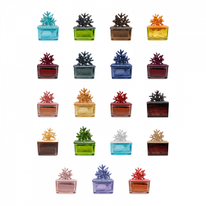 Riccio Caprese Scatola Coral Base in vetro e corallo Bordeaux in capodimonte 7cm