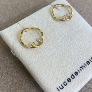 Lucedeimieiocchi Orecchini cerchio con diamanti in oro 18kt