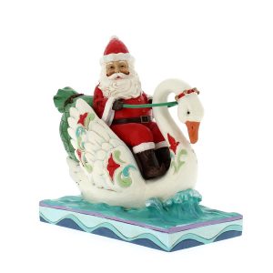 Jim Shore Heartwood Creek Santa Babbo Natale sul cigno 18 cm