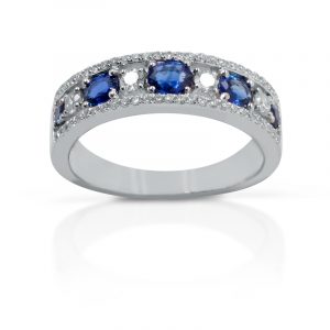 Gianni Carità Anello Zaffiri e Diamanti mezza Veretta fantasia