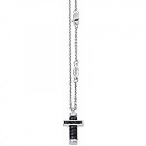 Zancan Collana in Argento con Zirconi neri e Croce – EXC368-N