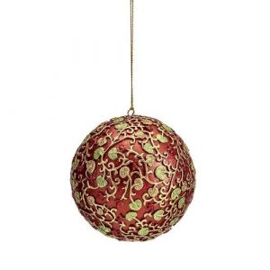 PALAIS ROYAL Sfera palla di natale in resina decorata rosso borgogna