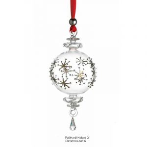 Dogale Palla Natale diam. 8,00 cm in cristallo decorata con argento 925 sfera .9