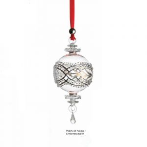 Dogale Palla Natale diam. 8,00 cm in cristallo decorata con argento 925 sfera .10