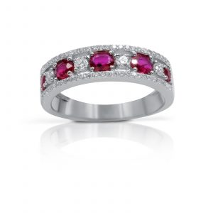 Gianni Carità Anello Rubini e Diamanti mezza Veretta fantasia