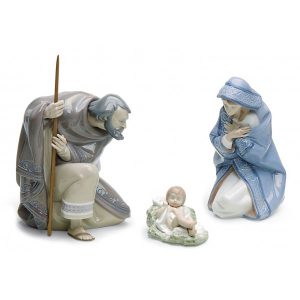 Lladrò Figura Presepe Set Natività Bianco Natale porcellana lucida h22 cm