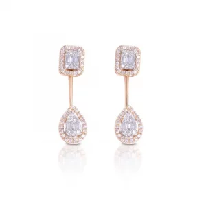 Gianni Carità Oreccini pendenti in Oro Rosa e Diamanti baguette goccia FO1145/OR