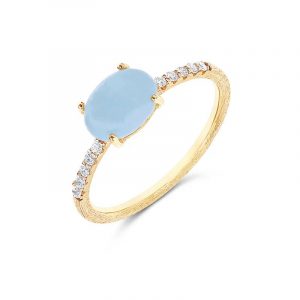 Nanis Anello DANCING AZURE in oro giallo AS10-597 con acquamarina e diamanti