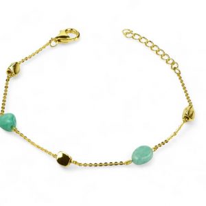 Misis Tiger Eye Bracciale in Argento placcato oro 18kt con Amazzonite