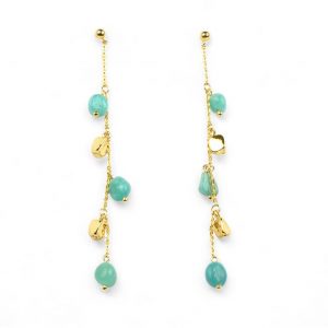 Misis TIGER EYE  Orecchini in Argento placcato oro 18kt con Amazzonite