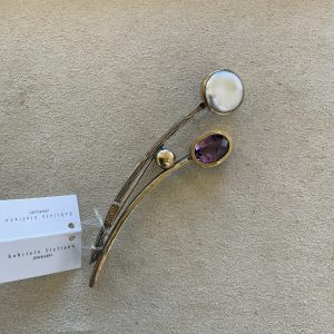 Styliano Jewellery Spilla in Argento e Oro con ametista e madreperla ALF 2144/AL