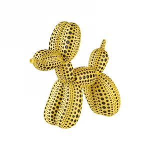 L'Oca Nera Cane pois Giallo cagnolino in resina 1L203 statua