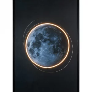 L'OCA NERA 1Q326 Quadro con cornice e Led Luna Moon black 80*120 cm