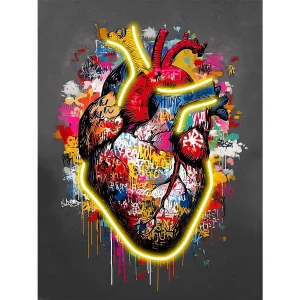 Palais Royal Quadro Heart Led Therapy 60x80 cm Pannello MDF con Neon Light cuore