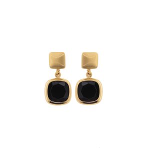 AQUAFORTE Orecchini Mignon con pendente quadro nero 12x12mm H4180603