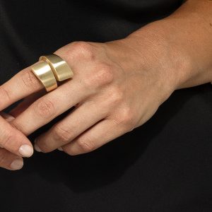 AQUAFORTE Anello Ovali Chic contrarié in AG 925‰ placcato oro giallo 23 kt H4181