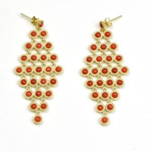 Misis THALASSA  Orecchini in argento placcato oro 18kt con corallo naturale
