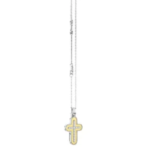 Zancan Collana Uomo Alpha Diamond Argento 925 Croce Oro Diamanti Bianchi 0,120 ct