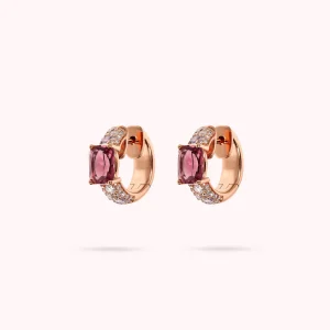 Bronzallure Orecchini a Cerchio con Prisma Gem Taglio Mosaico e Pavé di Cubic Zirconia