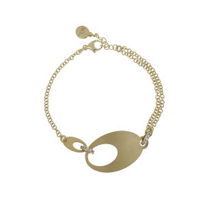AQUAFORTE Bracciale Retrò con elementi ovali in lastra e rondelle pavettate H418